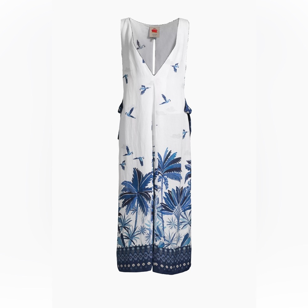 Farm Rio Dream Sky Linen-Blend Dress